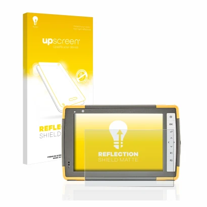 Parte frontale di una confezione del prodotto con il logo del marchio upscreen. Accanto è raffigurato il dispositivo Topcon FC