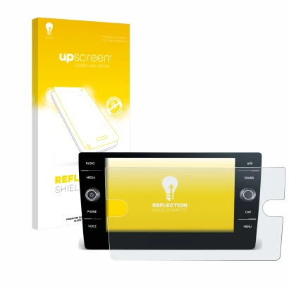 Parte frontale di una confezione del prodotto con il logo del marchio upscreen. Accanto è raffigurato il dispositivo Volkswage