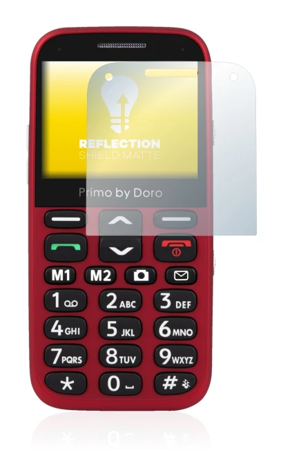 Immagine del dispositivo Doro Primo 366 con un'ampia varietà di protezioni per lo schermo.