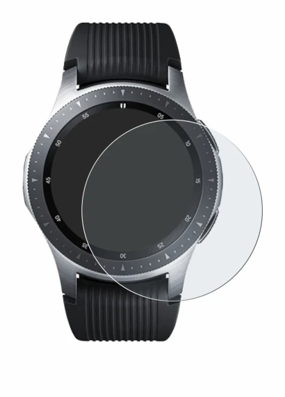 Immagine del dispositivo Samsung Galaxy Watch (46 mm) con un'ampia varietà di protezioni per lo schermo.