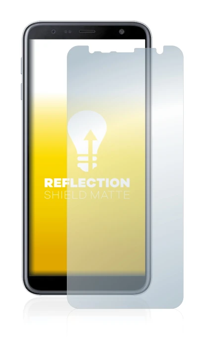 Immagine del dispositivo Samsung Galaxy J6 Plus con un'ampia varietà di protezioni per lo schermo.