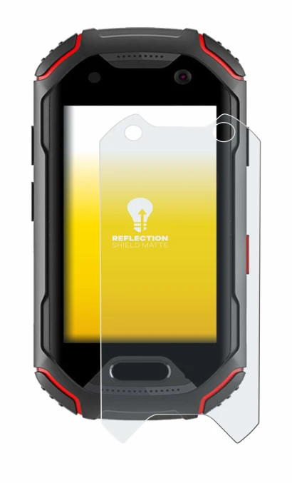 Immagine del dispositivo Unihertz Atom con un'ampia varietà di protezioni per lo schermo.