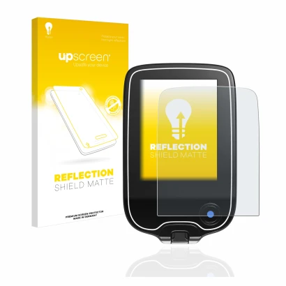 Parte frontale di una confezione del prodotto con il logo del marchio upscreen. Accanto è raffigurato il dispositivo Freestyle