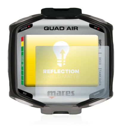 Immagine del dispositivo Mares Quad Air con un'ampia varietà di protezioni per lo schermo.