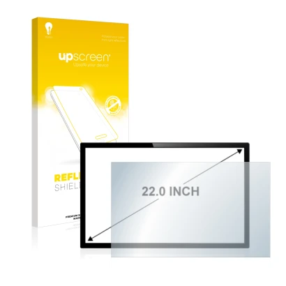 Parte frontale di una confezione del prodotto con il logo del marchio upscreen. Accanto è raffigurato il dispositivo con la re