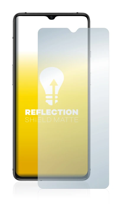 Immagine del dispositivo OnePlus 7T con un'ampia varietà di protezioni per lo schermo.