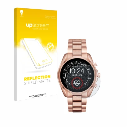 Parte frontale di una confezione del prodotto con il logo del marchio upscreen. Accanto è raffigurato il dispositivo Michael K