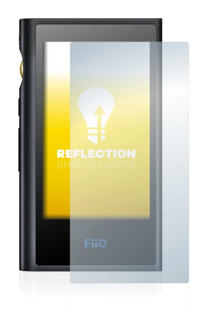 Immagine del dispositivo FiiO M9 con un'ampia varietà di protezioni per lo schermo.
