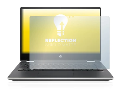 Immagine del dispositivo HP Pavilion x360 (14-dhX) con un'ampia varietà di protezioni per lo schermo.