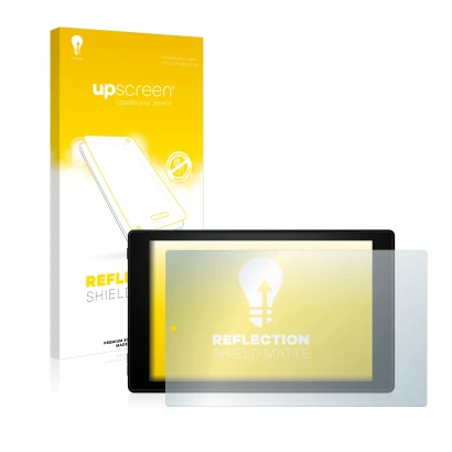 Parte frontale di una confezione del prodotto con il logo del marchio upscreen. Accanto è raffigurato il dispositivo Amazon Fi