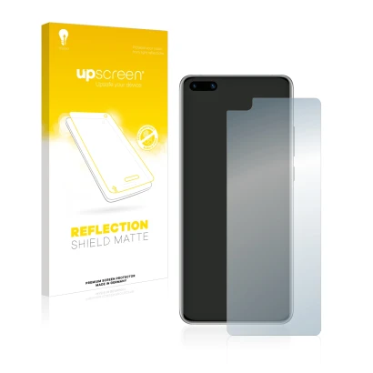 Parte frontale di una confezione del prodotto con il logo del marchio upscreen. Accanto è raffigurato il dispositivo Huawei P4