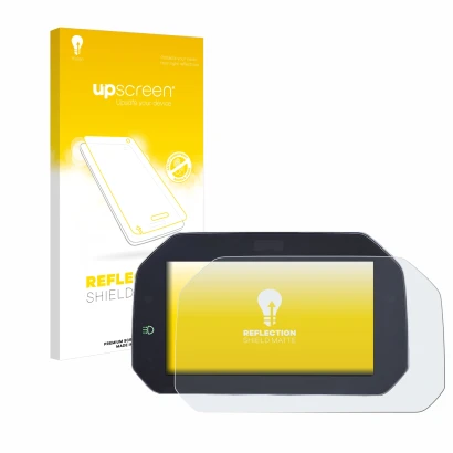 Parte frontale di una confezione del prodotto con il logo del marchio upscreen. Accanto è raffigurato il dispositivo BMW R1200