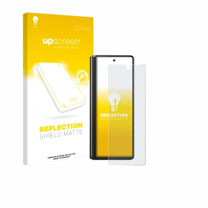 Parte frontale di una confezione del prodotto con il logo del marchio upscreen. Accanto è raffigurato il dispositivo Samsung G