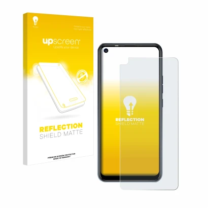 Parte frontale di una confezione del prodotto con il logo del marchio upscreen. Accanto è raffigurato il dispositivo Tecno Spa