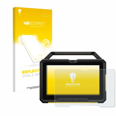 Parte frontale di una confezione del prodotto con il logo del marchio upscreen. Accanto è raffigurato il dispositivo Dell Lati