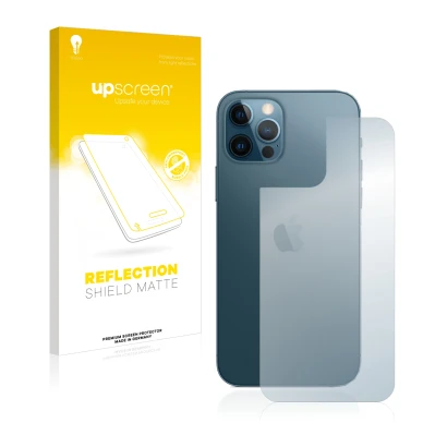 Parte frontale di una confezione del prodotto con il logo del marchio upscreen. Accanto è raffigurato il dispositivo Apple iPh