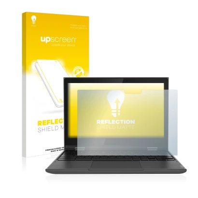 Parte frontale di una confezione del prodotto con il logo del marchio upscreen. Accanto è raffigurato il dispositivo Lenovo 30