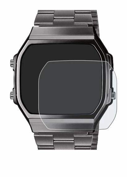 Immagine del dispositivo Casio A168WEGG-1BEF con un'ampia varietà di protezioni per lo schermo.