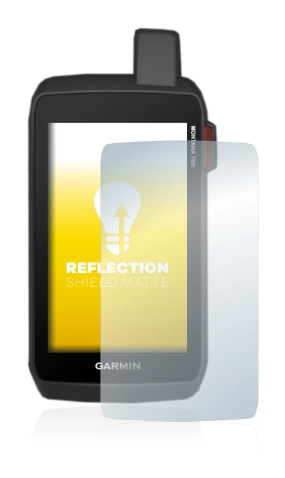 Immagine del dispositivo Garmin Montana 750i con un'ampia varietà di protezioni per lo schermo.