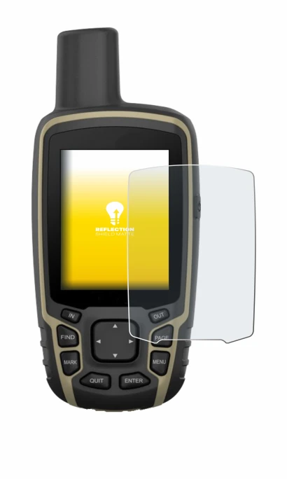 Immagine del dispositivo Garmin GPSMAP 65 con un'ampia varietà di protezioni per lo schermo.