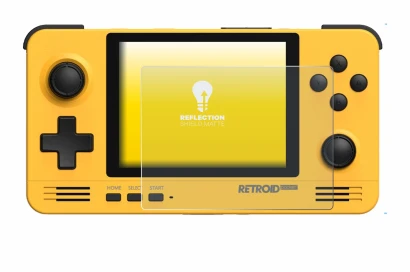 Immagine del dispositivo Retroid Pocket 2 con un'ampia varietà di protezioni per lo schermo.