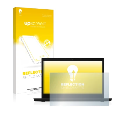 Parte frontale di una confezione del prodotto con il logo del marchio upscreen. Accanto è raffigurato il dispositivo Lenovo Th