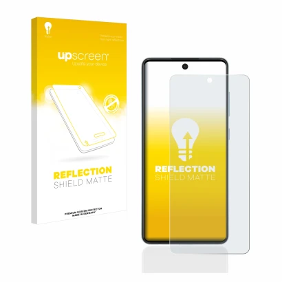 Parte frontale di una confezione del prodotto con il logo del marchio upscreen. Accanto è raffigurato il dispositivo Samsung G