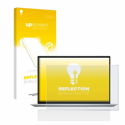 Parte frontale di una confezione del prodotto con il logo del marchio upscreen. Accanto è raffigurato il dispositivo Dell Insp