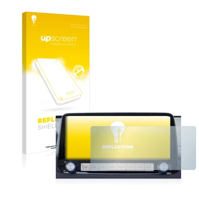 Parte frontale di una confezione del prodotto con il logo del marchio upscreen. Accanto è raffigurato il dispositivo Hyundai K