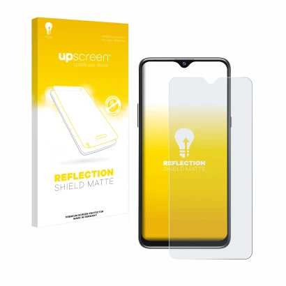 Parte frontale di una confezione del prodotto con il logo del marchio upscreen. Accanto è raffigurato il dispositivo Blackview