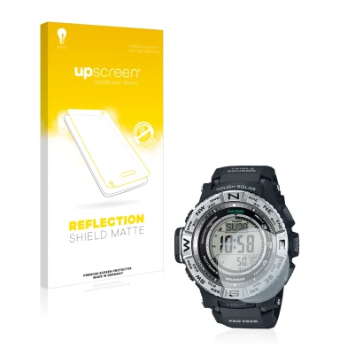 Parte frontale di una confezione del prodotto con il logo del marchio upscreen. Accanto è raffigurato il dispositivo Casio Pro