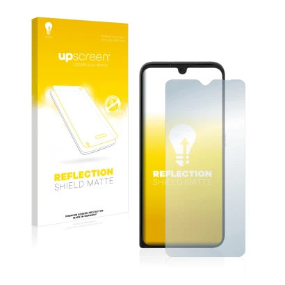 Parte frontale di una confezione del prodotto con il logo del marchio upscreen. Accanto è raffigurato il dispositivo Motorola 