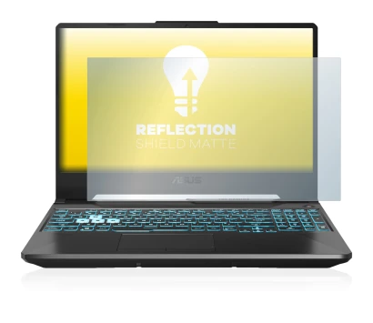 Immagine del dispositivo ASUS TUF Gaming A15 con un'ampia varietà di protezioni per lo schermo.