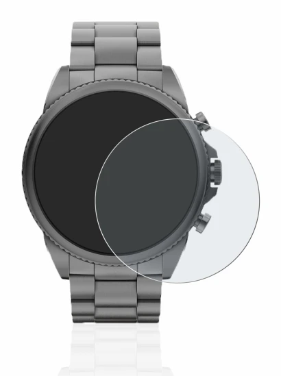 Immagine del dispositivo Fossil Gen 6 (44mm) con un'ampia varietà di protezioni per lo schermo.