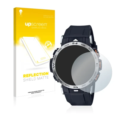 Parte frontale di una confezione del prodotto con il logo del marchio upscreen. Accanto è raffigurato il dispositivo Casio Pro