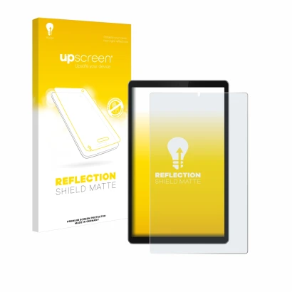 Parte frontale di una confezione del prodotto con il logo del marchio upscreen. Accanto è raffigurato il dispositivo Lenovo Ta