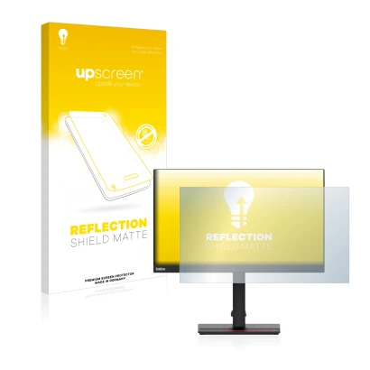 Parte frontale di una confezione del prodotto con il logo del marchio upscreen. Accanto è raffigurato il dispositivo Lenovo Th