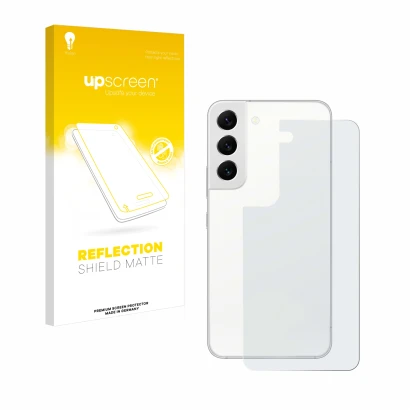 Parte frontale di una confezione del prodotto con il logo del marchio upscreen. Accanto è raffigurato il dispositivo Samsung G