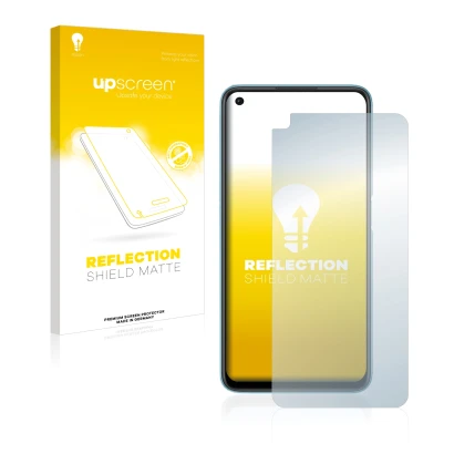 Parte frontale di una confezione del prodotto con il logo del marchio upscreen. Accanto è raffigurato il dispositivo Oppo A76