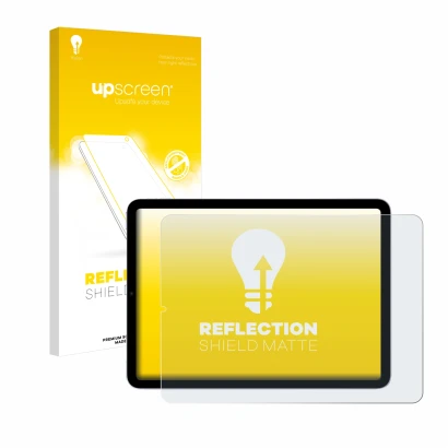 Parte frontale di una confezione del prodotto con il logo del marchio upscreen. Accanto è raffigurato il dispositivo Apple iPa