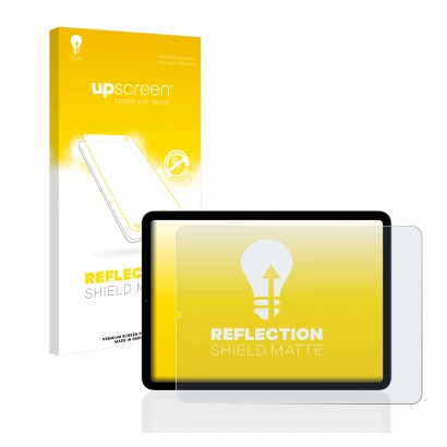 Parte frontale di una confezione del prodotto con il logo del marchio upscreen. Accanto è raffigurato il dispositivo Apple iPa