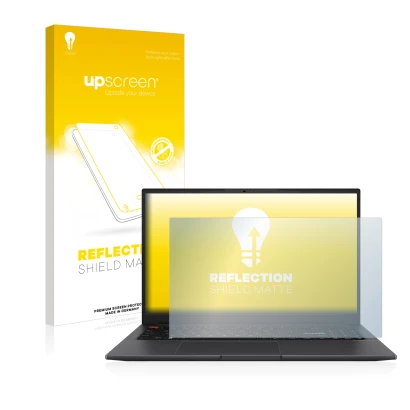 Parte frontale di una confezione del prodotto con il logo del marchio upscreen. Accanto è raffigurato il dispositivo ASUS Vivo