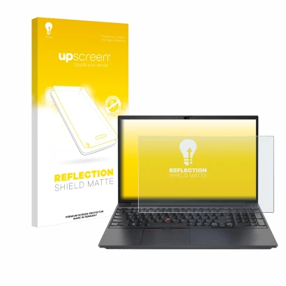 Parte frontale di una confezione del prodotto con il logo del marchio upscreen. Accanto è raffigurato il dispositivo Lenovo Th