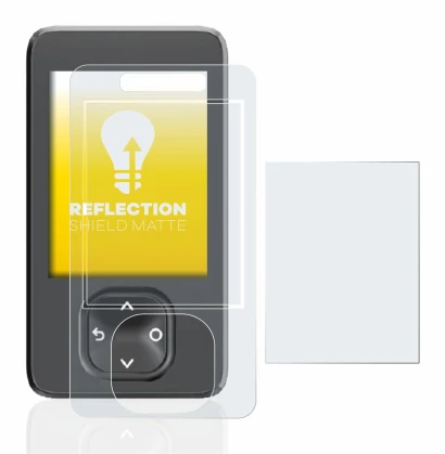 Immagine del dispositivo Dexcom G7 CGM con un'ampia varietà di protezioni per lo schermo.