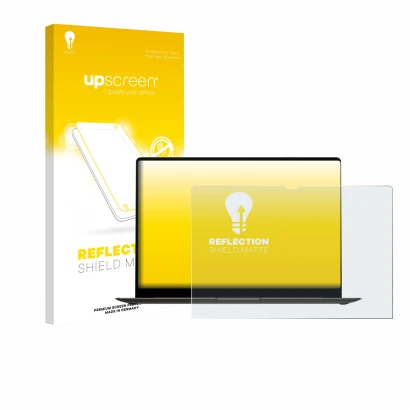 Parte frontale di una confezione del prodotto con il logo del marchio upscreen. Accanto è raffigurato il dispositivo Samsung G