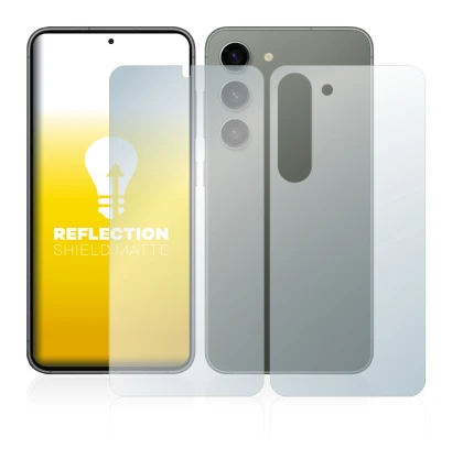 Immagine del dispositivo Samsung Galaxy S23 Plus (Fronte+Retro) con un'ampia varietà di protezioni per lo schermo.
