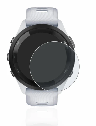 Immagine del dispositivo Garmin Forerunner 265 (46 mm) con un'ampia varietà di protezioni per lo schermo.