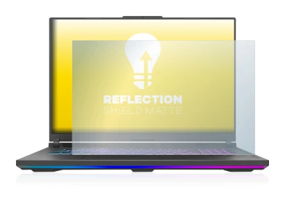 Immagine del dispositivo ASUS ROG Strix G18 G814 2023 con un'ampia varietà di protezioni per lo schermo.