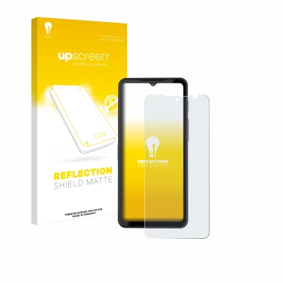Parte frontale di una confezione del prodotto con il logo del marchio upscreen. Accanto è raffigurato il dispositivo Caterpill