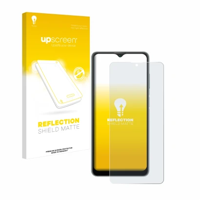 Parte frontale di una confezione del prodotto con il logo del marchio upscreen. Accanto è raffigurato il dispositivo Blackview